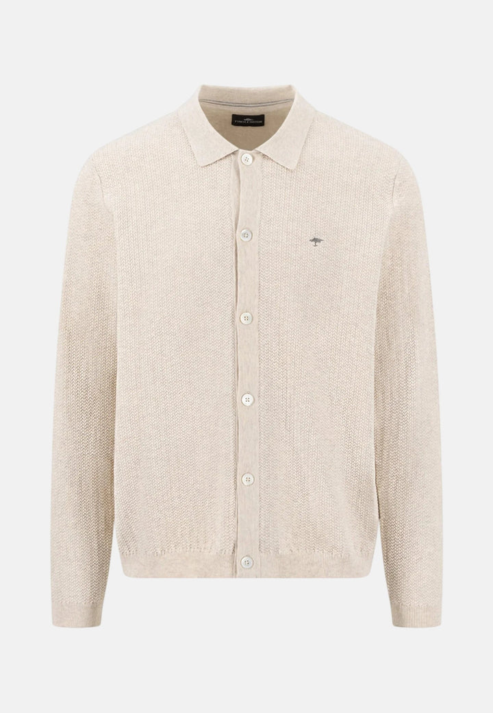 Fynch - Hatton Polo Collar Structured Cardigan New Off - White - 1603609-824-M - fynch - hatton.co.uk
