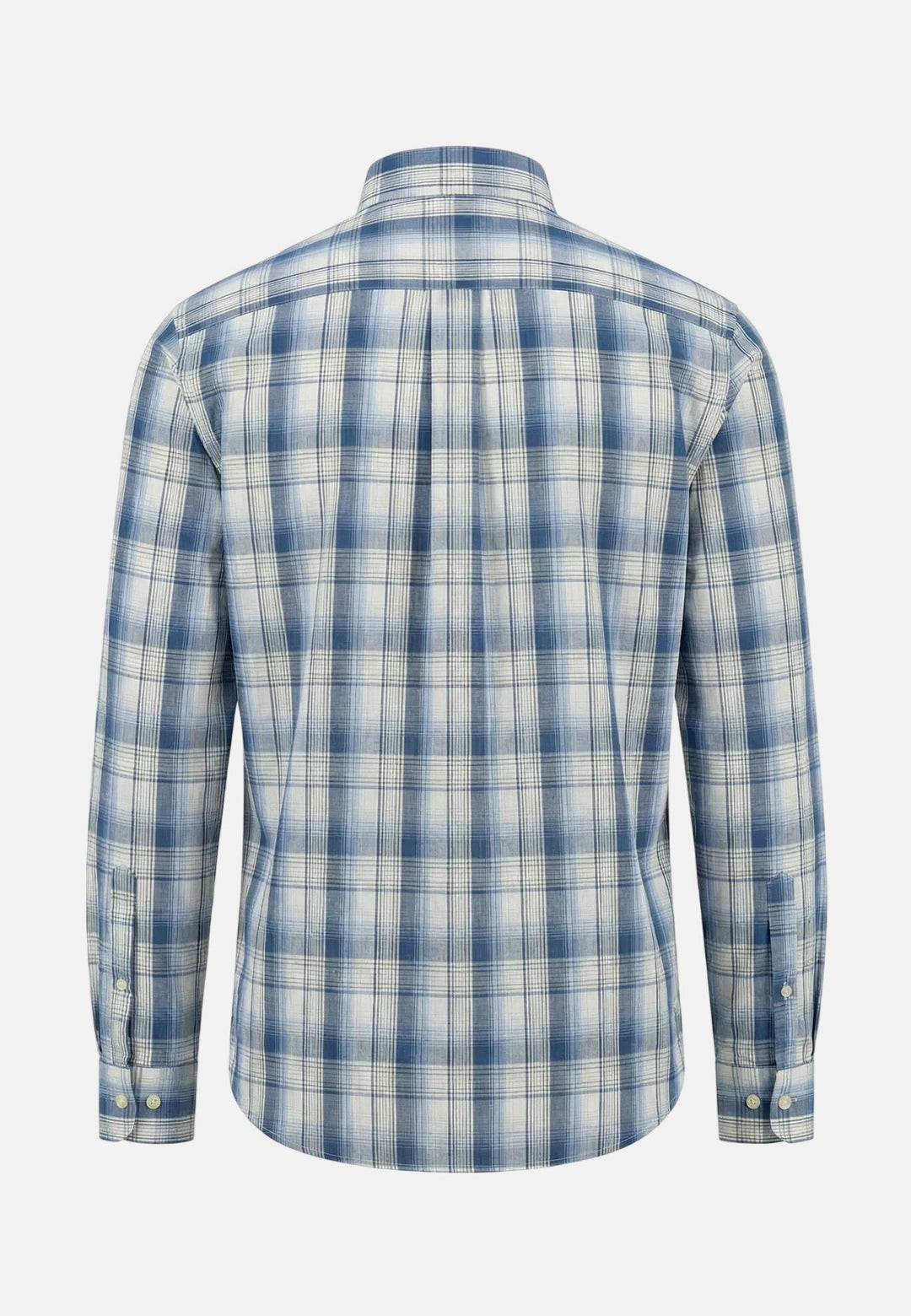 Fynch - Hatton Poplin Check Button Down Shirt Harbour Blue - 16028190-654-M - fynch - hatton.co.uk