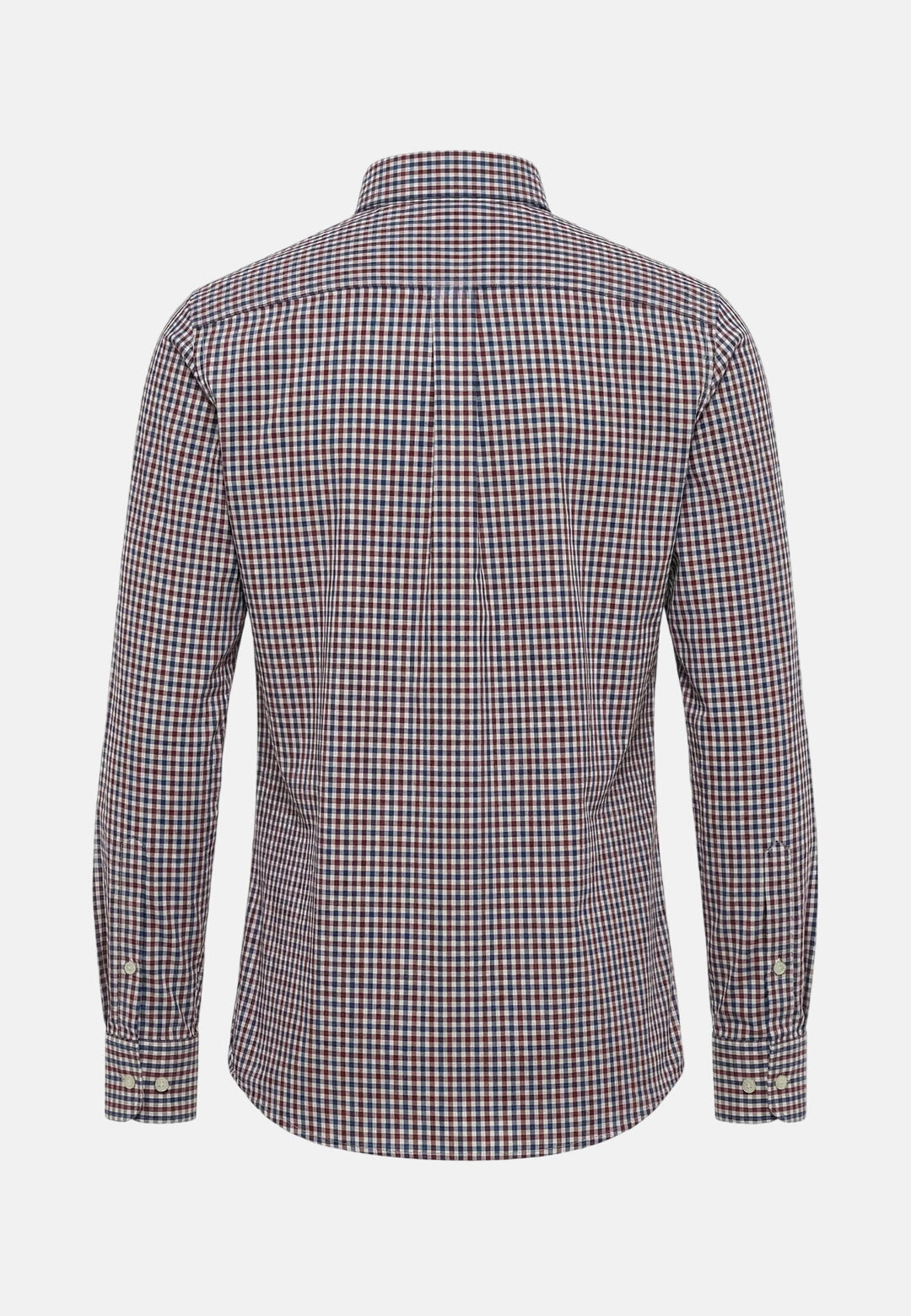 Fynch - Hatton Poplin Vichy Check Button Down Shirt Cranberry Red - 16028200-341-M - fynch - hatton.co.uk