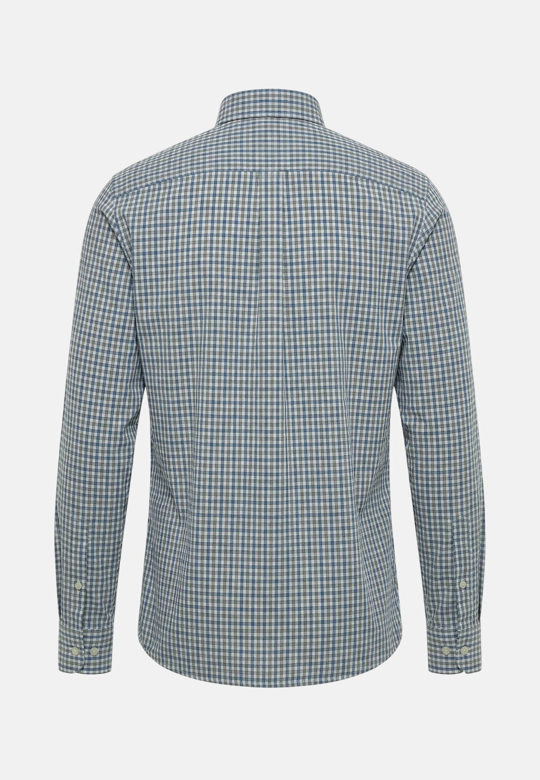 Fynch - Hatton Poplin Vichy Check Button Down Shirt Harbour Blue - 16028200-654-M - fynch - hatton.co.uk