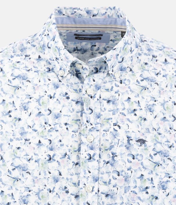 Fynch - Hatton Premium Allover Flower Print Button Down Shirt Horizon Blue - 16035900-655-M - fynch - hatton.co.uk
