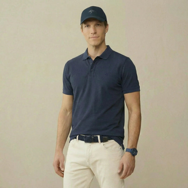 Fynch - Hatton Premium Cotton 2 - Ply Polo Shirt Navy - 16131800-685-M - fynch - hatton.co.uk