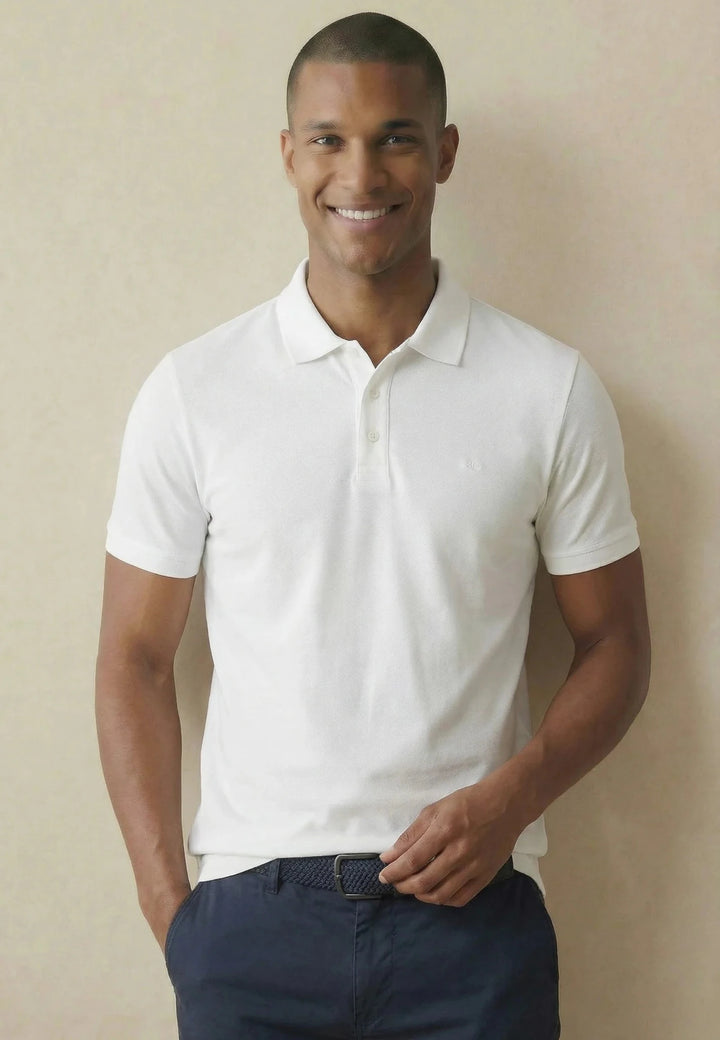 Fynch - Hatton Premium Cotton 2 - Ply Polo Shirt White - 16131800-802-M - fynch - hatton.co.uk