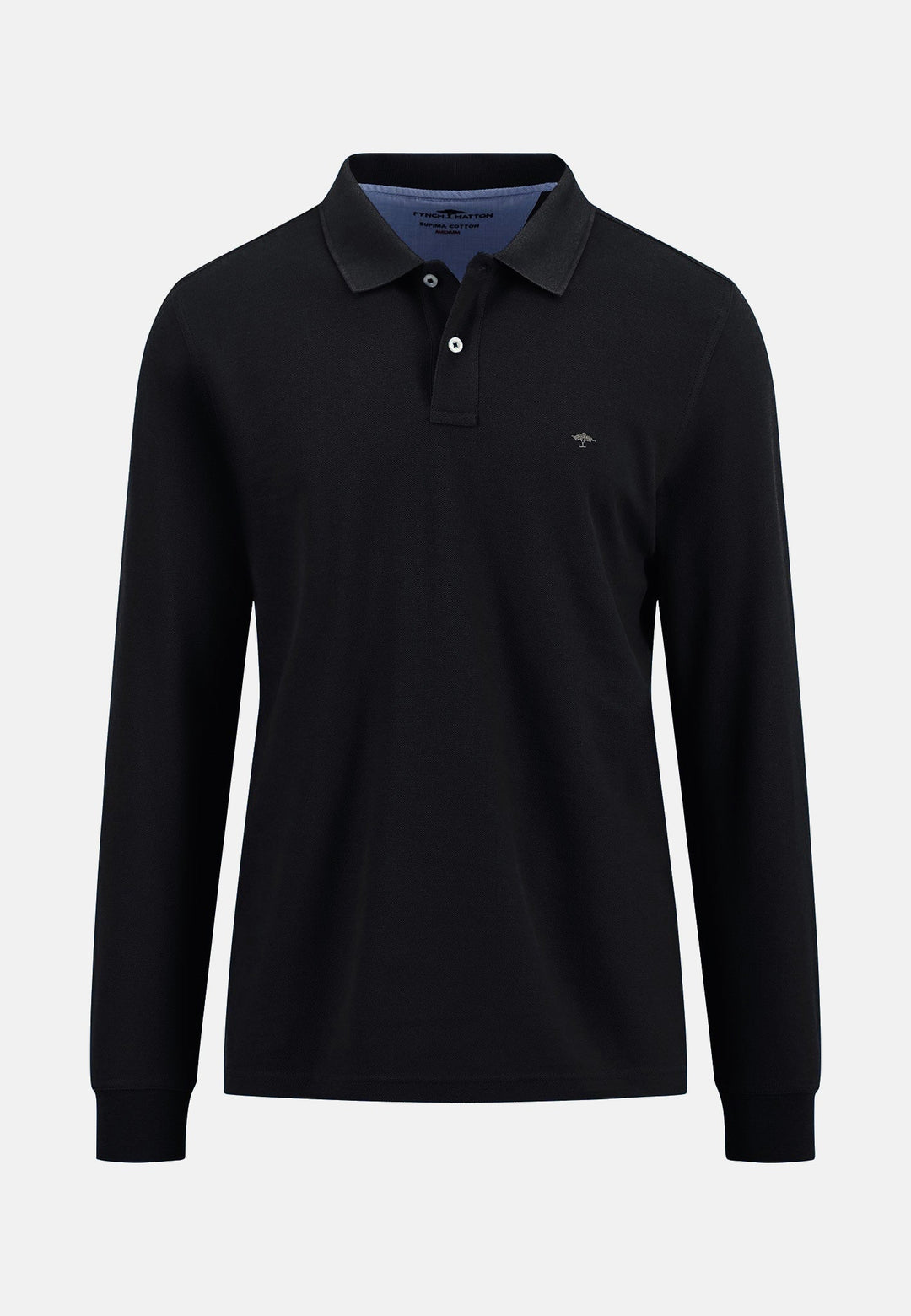 Fynch-Hatton Premium Cotton Long Sleeve Polo-Shirt Black 10001710-999-M