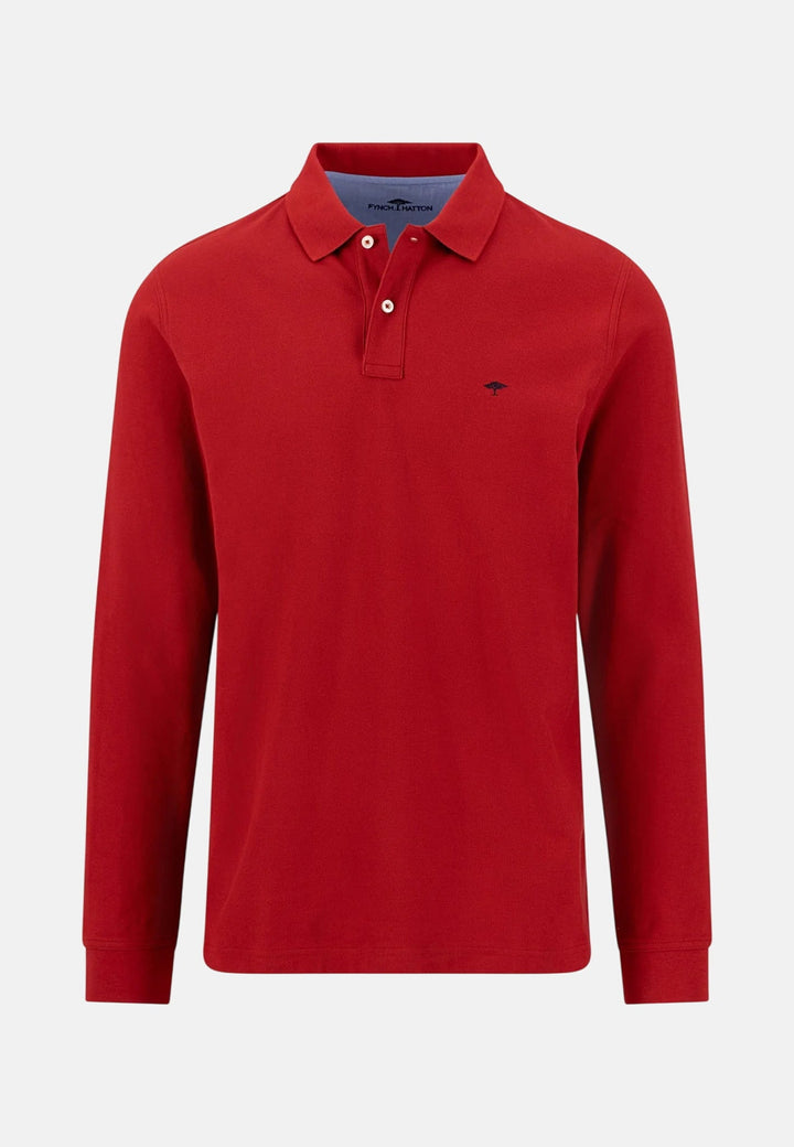 Fynch-Hatton Premium Cotton Long Sleeve Polo Shirt Brick 16141710-346-M
