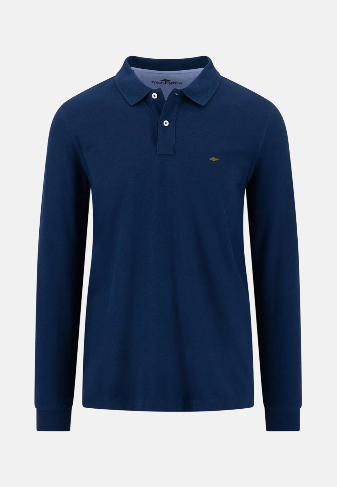 Fynch-Hatton Premium Cotton Long Sleeve Polo Shirt Ink Blue 16141710-661-S