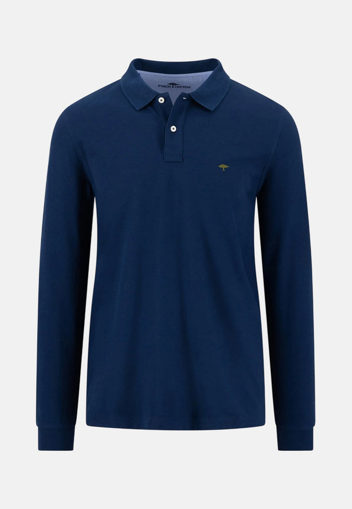 Fynch-Hatton Premium Cotton Long Sleeve Polo Shirt Ink Blue 16141710-661-S