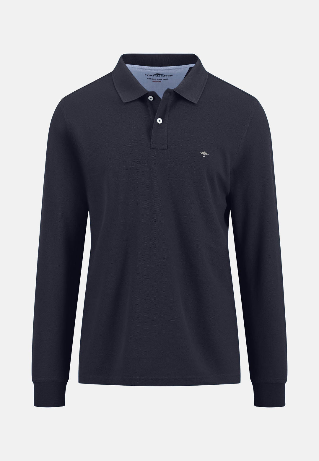 Fynch-Hatton Premium Cotton Long Sleeve Polo-Shirt Navy 10001710-685-M