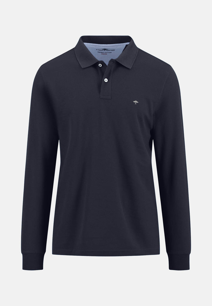 Fynch-Hatton Premium Cotton Long Sleeve Polo-Shirt Navy 10001710-685-M