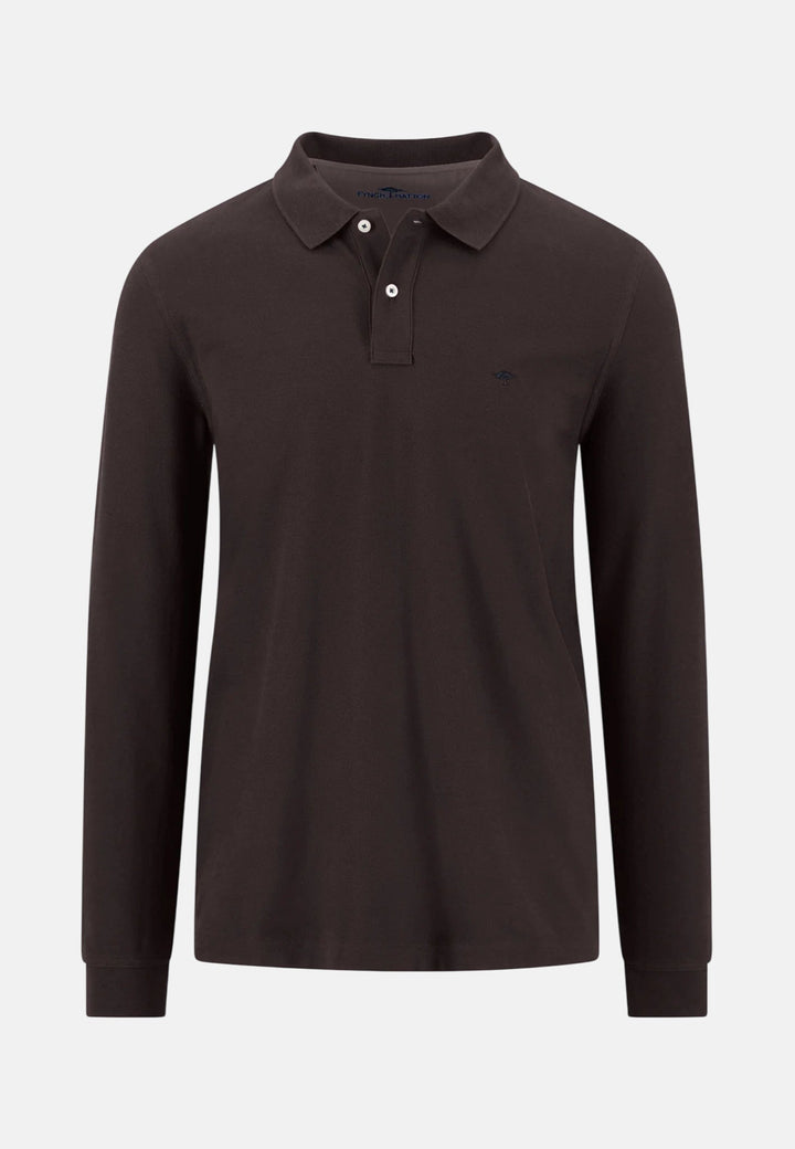 Fynch-Hatton Premium Cotton Long Sleeve Polo Shirt Soil 16141710-866-M