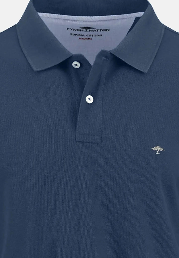 Fynch - Hatton Premium Cotton Longsleeve Polo Shirt Midnight - 15141701-672-S - fynch - hatton.co.uk