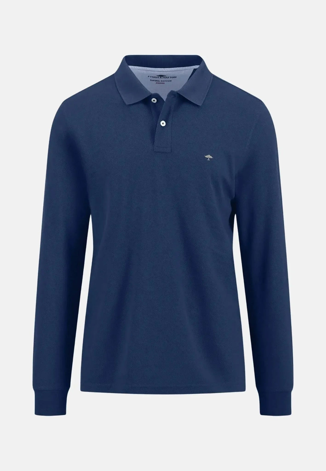 Fynch - Hatton Premium Cotton Longsleeve Polo Shirt Midnight - 15141701-672-S - fynch - hatton.co.uk