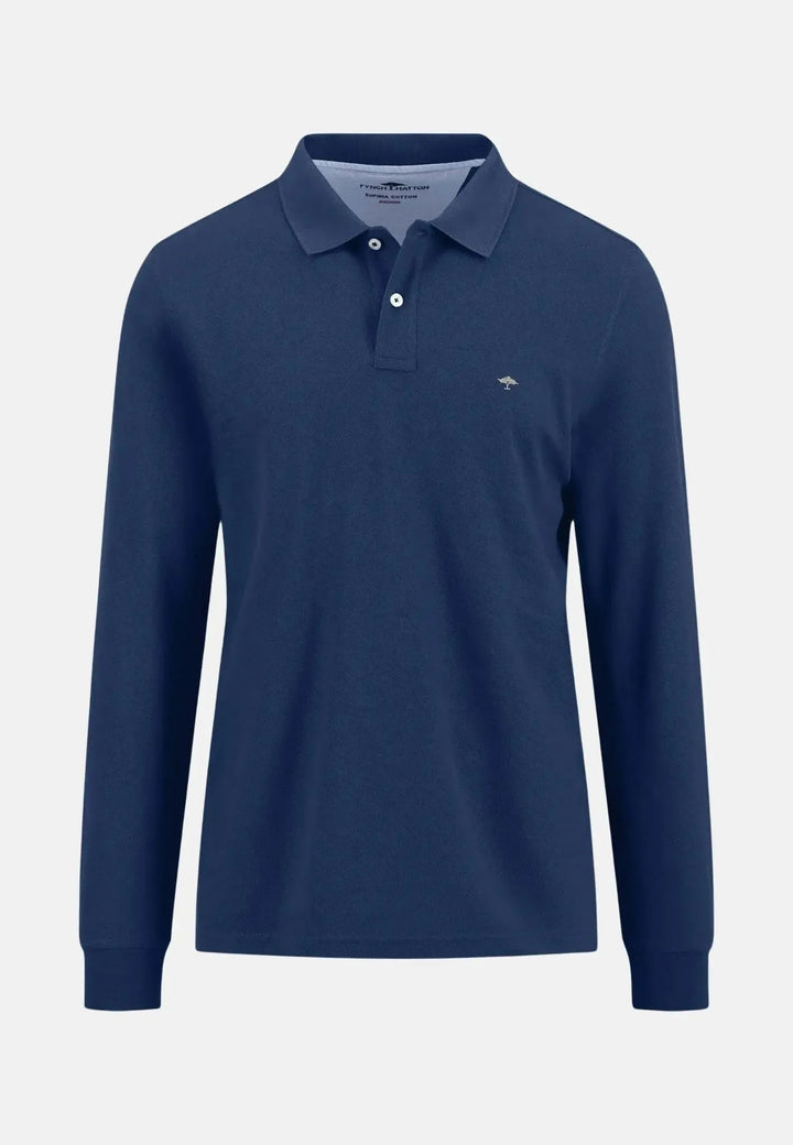 Fynch - Hatton Premium Cotton Longsleeve Polo Shirt Midnight - 15141701-672-S - fynch - hatton.co.uk