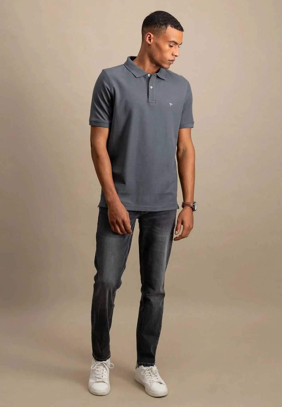 Fynch - Hatton Premium Cotton Polo Shirt Asphalt - 10001700-970-S - fynch - hatton.co.uk