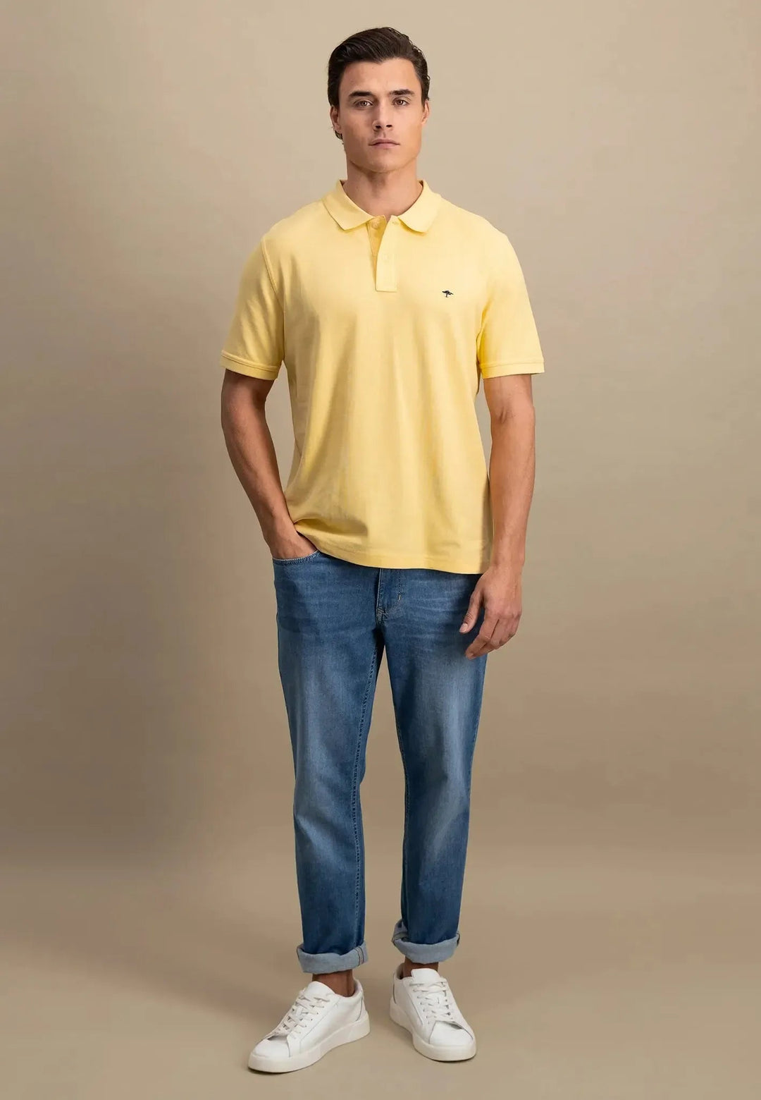 Fynch-Hatton Premium Cotton Polo Shirt Pale Yellow 15131700-113-S
