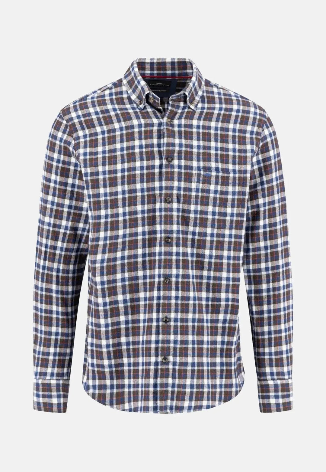 Fynch - Hatton Premium Flannel Check Button Down Shirt Dark Chocolate - 15106230-861-S - fynch - hatton.co.uk