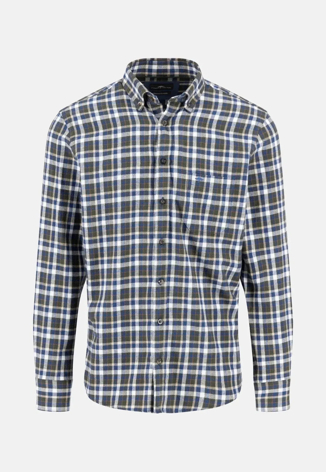 Fynch - Hatton Premium Flannel Check Button Down Shirt Dark Ivy - 15106230-737-S - fynch - hatton.co.uk