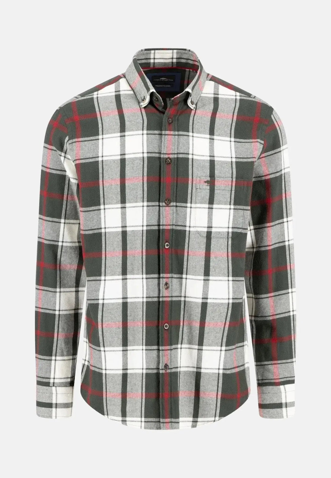 Fynch - Hatton Premium Flannel Large Check Button Down Shirt Dark Ivy 15106220-737-S