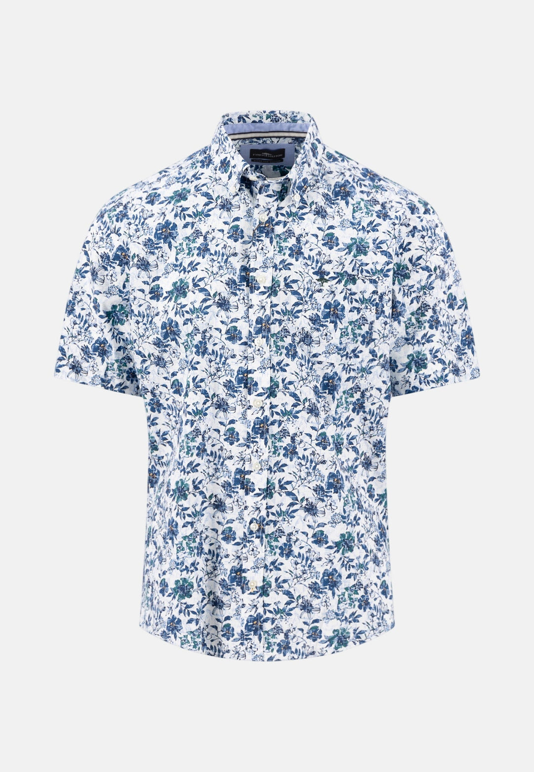 Fynch - Hatton Premium Flower Print Short Sleeved Shirt Navy - 16045101-685-M - fynch - hatton.co.uk