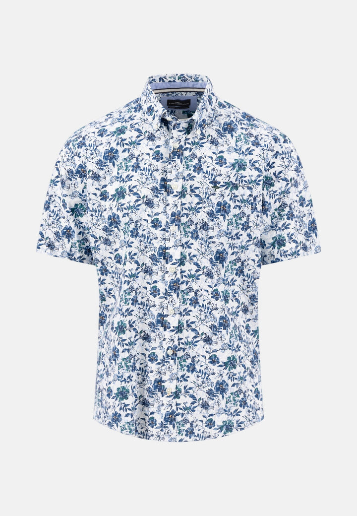 Fynch - Hatton Premium Flower Print Short Sleeved Shirt Navy 16045101-685-M
