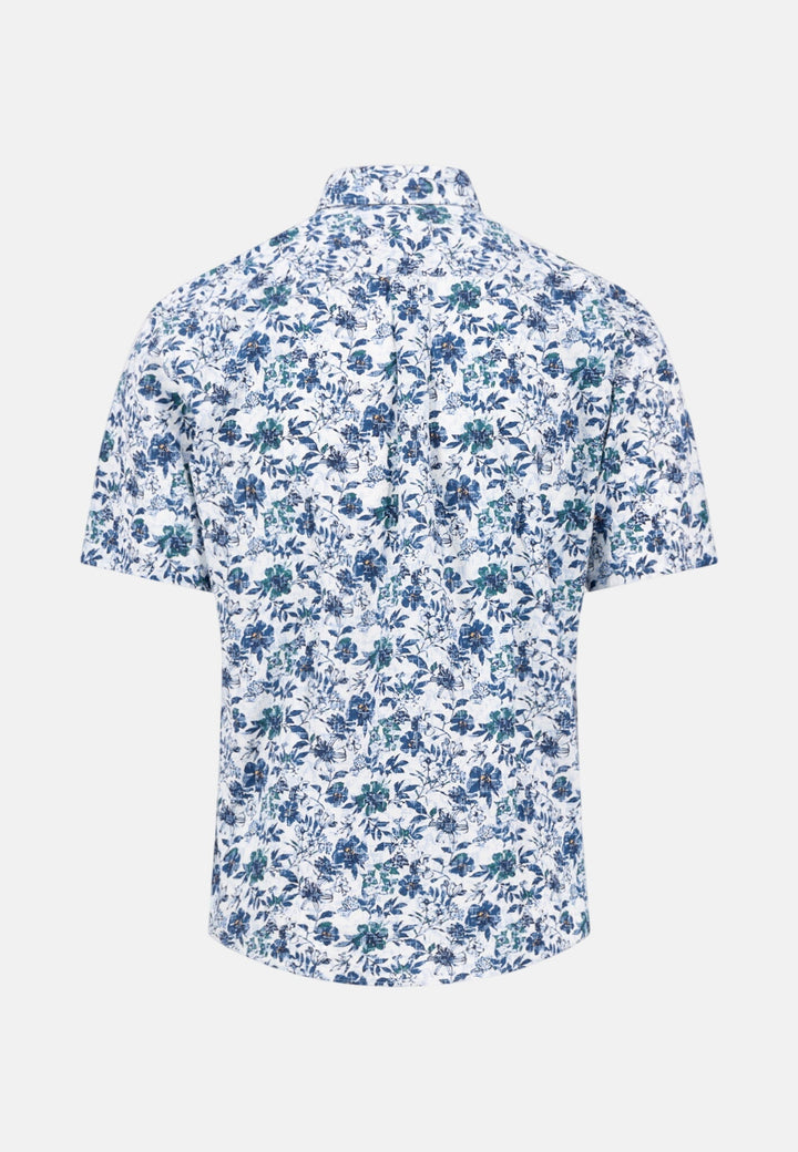 Fynch - Hatton Premium Flower Print Short Sleeved Shirt Navy 16045101-685-M