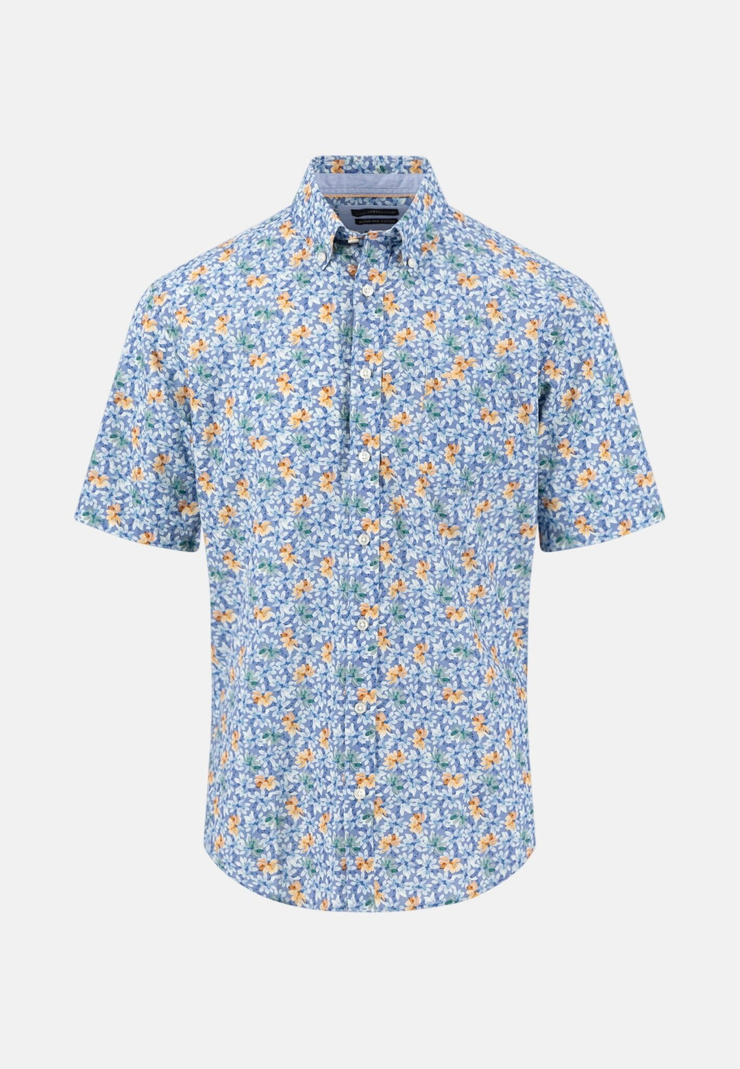 Fynch - Hatton Premium Flower Print Short Sleeved Shirt Tangerine 16045061-212-M