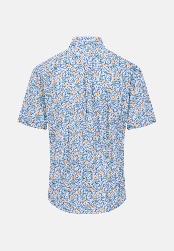 Fynch - Hatton Premium Flower Print Short Sleeved Shirt Tangerine 16045061-212-M