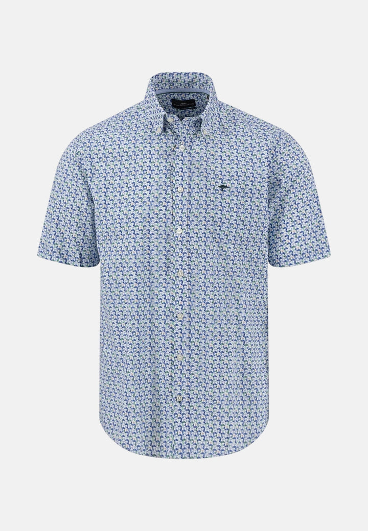 Fynch - Hatton Premium Geometric Print Short Sleeved Shirt Pine Green 16045071-727-M