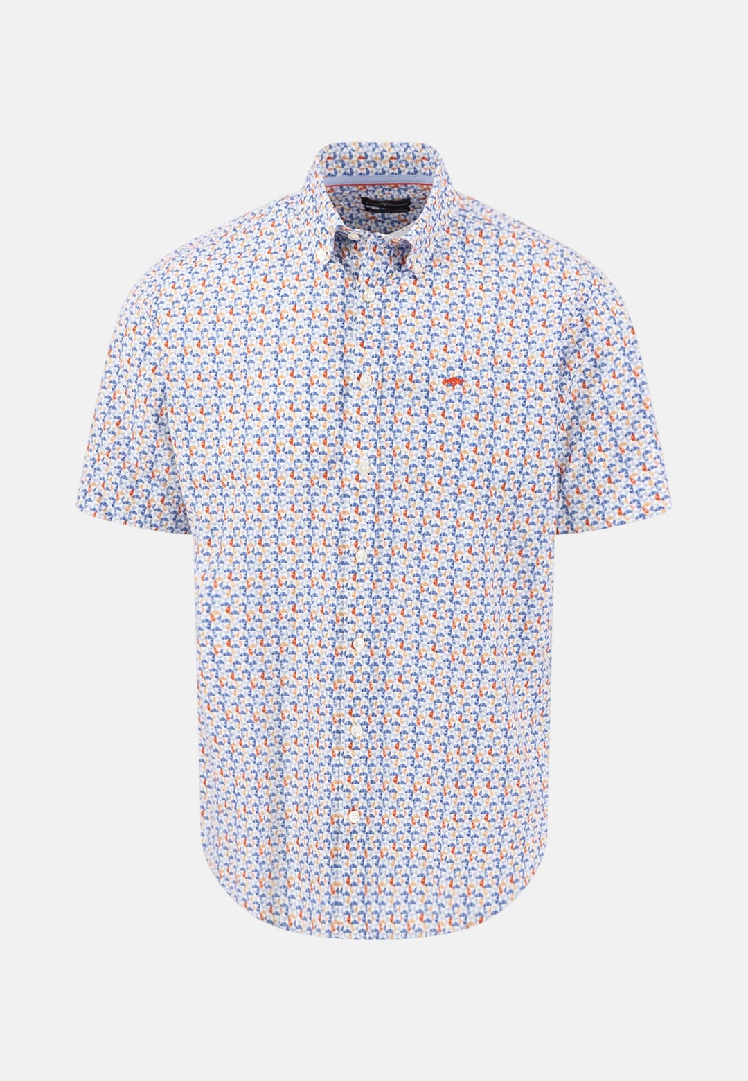 Fynch - Hatton Premium Geometric Print Short Sleeved Shirt Spicy Red - 16045071-369-M - fynch - hatton.co.uk