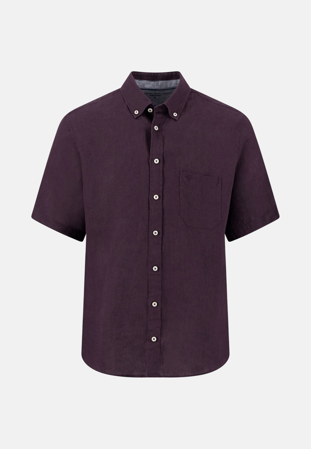 Fynch - Hatton Premium Linen Button Down Short Sleeved Shirt Aubergine 16046001-342-M
