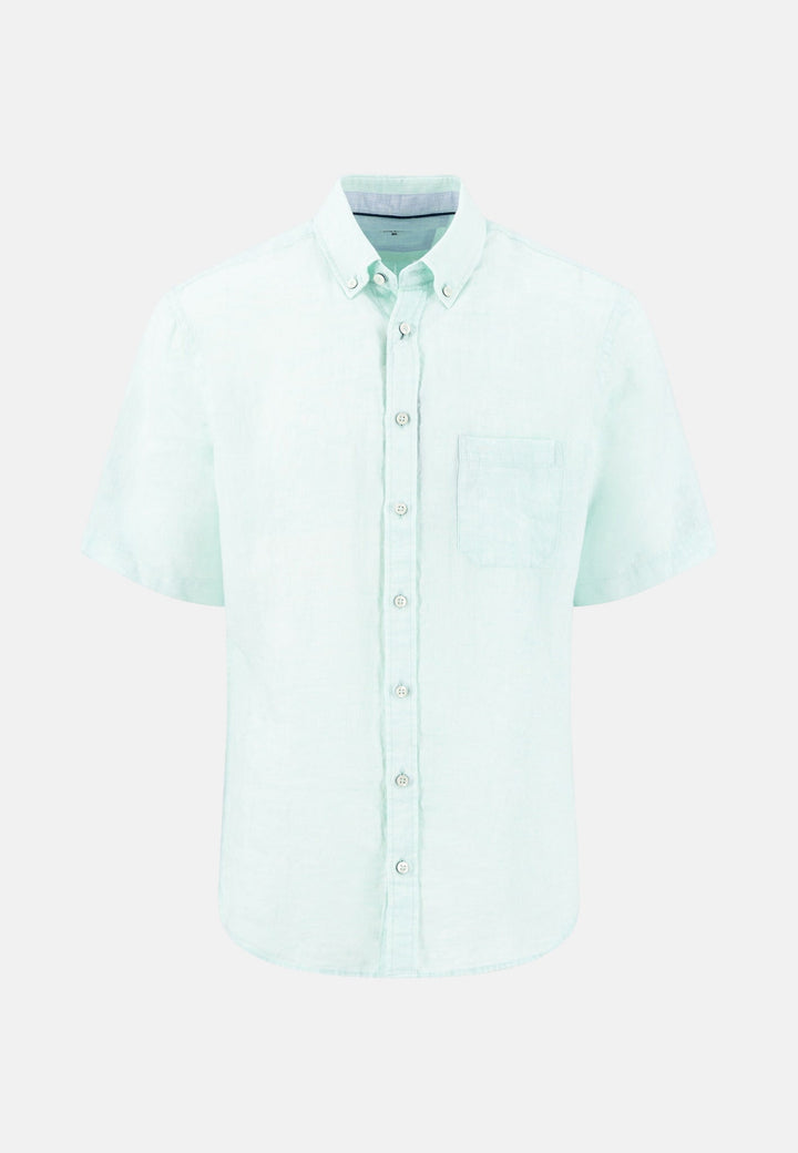 Fynch - Hatton Premium Linen Button Down Short Sleeved Shirt Mint 16046001-744-M
