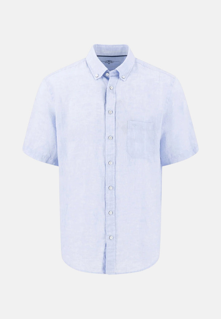 Fynch - Hatton Premium Linen Button Down Short Sleeved Shirt New Breeze 16046001-653-M