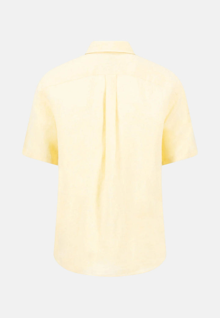 Fynch - Hatton Premium Linen Button Down Short Sleeved Shirt Pale Yellow 16046001-113-M