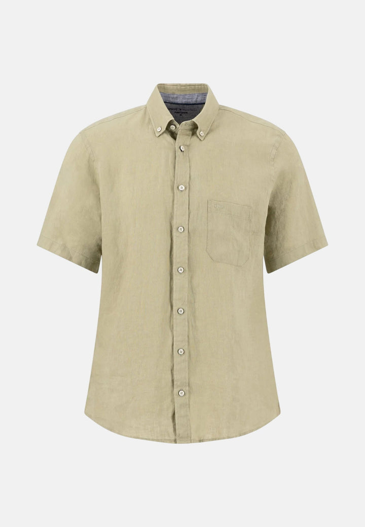 Fynch - Hatton Premium Linen Button Down Short Sleeved Shirt Pistachio 16046001-745-M