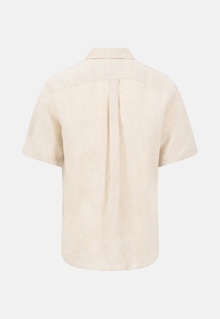 Fynch - Hatton Premium Linen Button Down Short Sleeved Shirt Sand 16046001-837-M