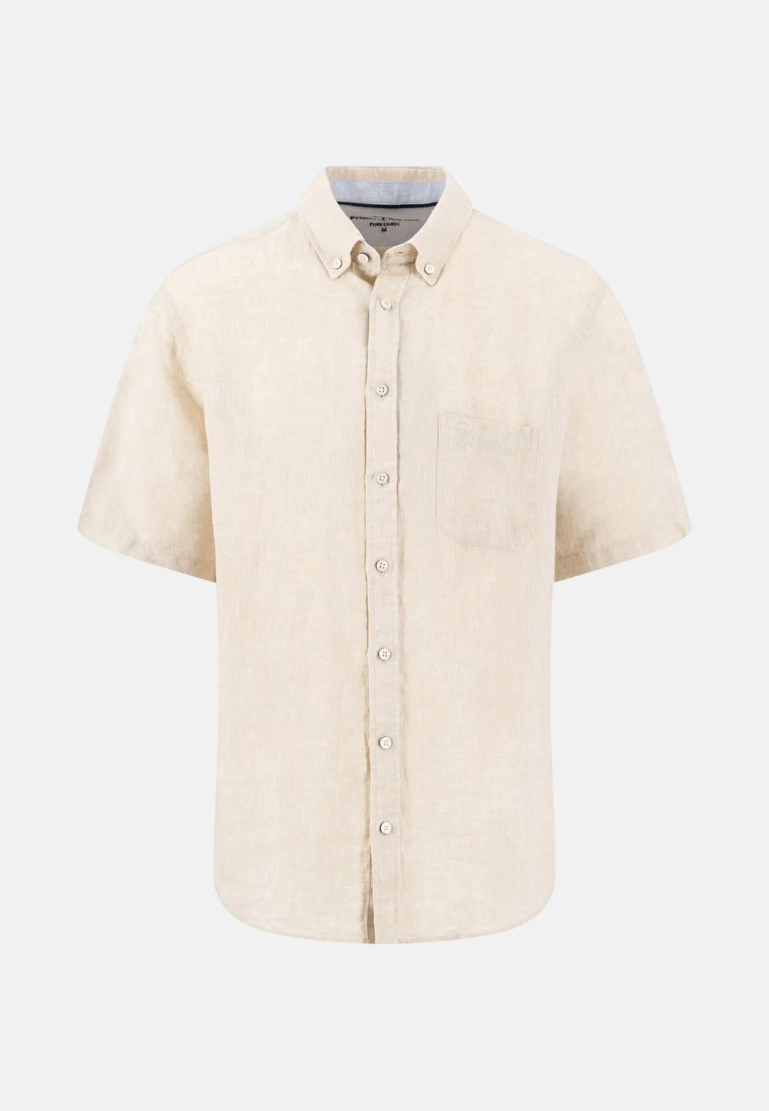 Fynch - Hatton Premium Linen Button Down Short Sleeved Shirt Sand 16046001-837-M