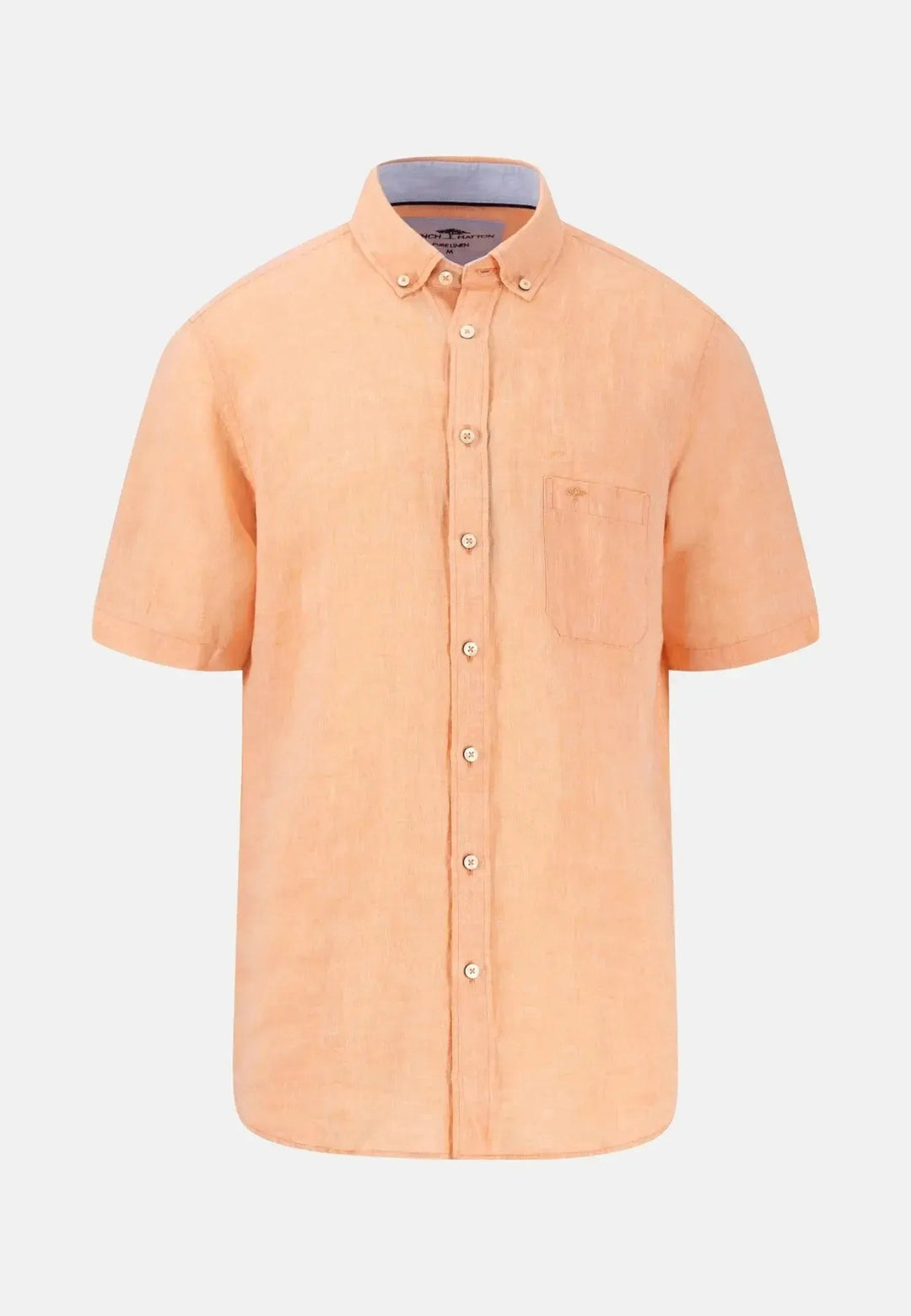 Fynch - Hatton Premium Linen Button Down Short Sleeved Shirt Sunny Orange - 15046001-208-S - fynch - hatton.co.uk