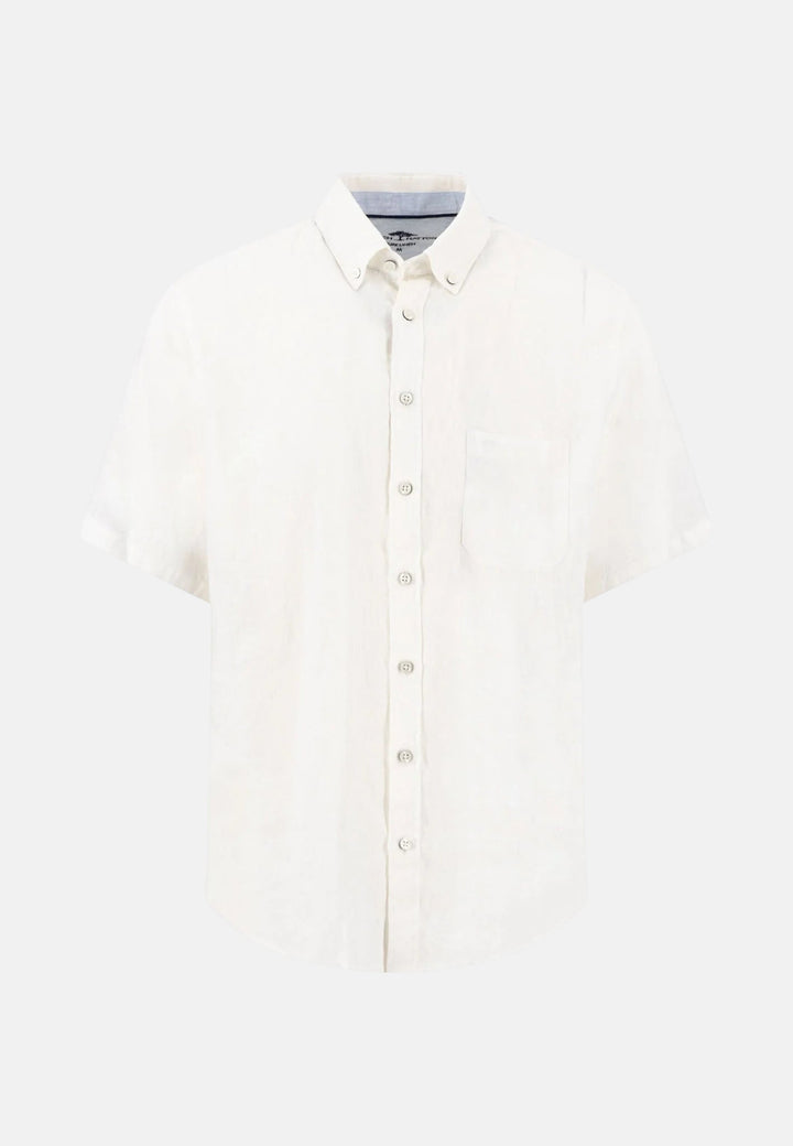 Fynch - Hatton Premium Linen Button Down Short Sleeved Shirt White 16046001-802-M