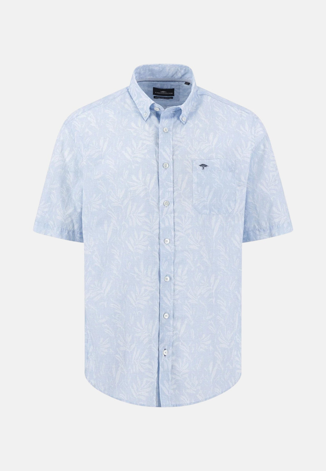 Fynch - Hatton Premium Summer Print Button Down Short Sleeved Shirt New Breeze - 16035091-653-M - fynch - hatton.co.uk