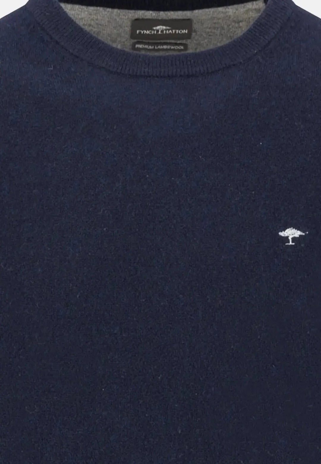 Pure Lambswool Crewneck Knit Navy – FYNCH-HATTON, image 3 of 3