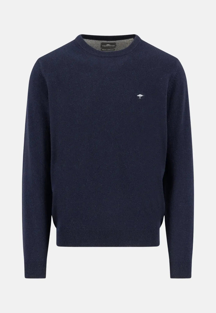 Pure Lambswool Crewneck Knit Navy – FYNCH-HATTON, image 1 of 3