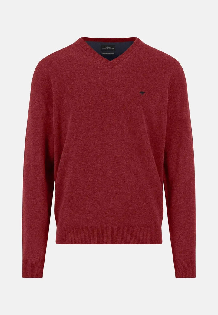 Fynch - Hatton Pure Lambswool V - Neck Knit Garnet Red 1510302-367-S