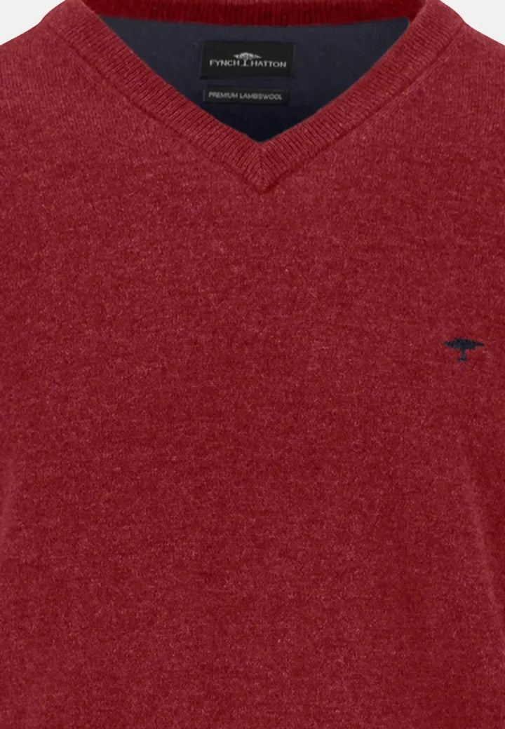 Fynch - Hatton Pure Lambswool V - Neck Knit Garnet Red 1510302-367-S