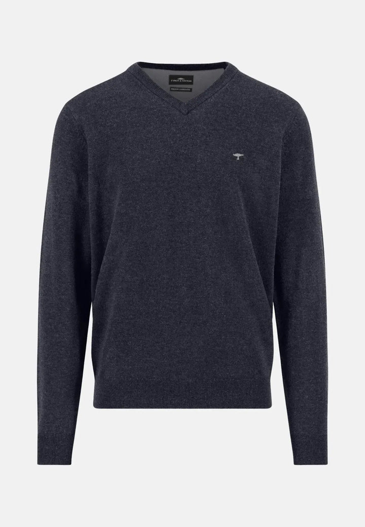 Fynch - Hatton Pure Lambswool V - Neck Knit Navy 1510302-690-S