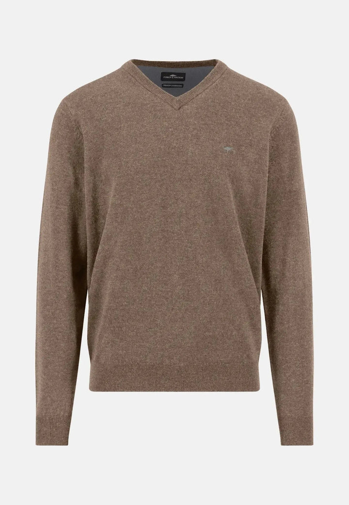 Fynch - Hatton Pure Lambswool V - Neck Knit Taupe 1510302-864-S