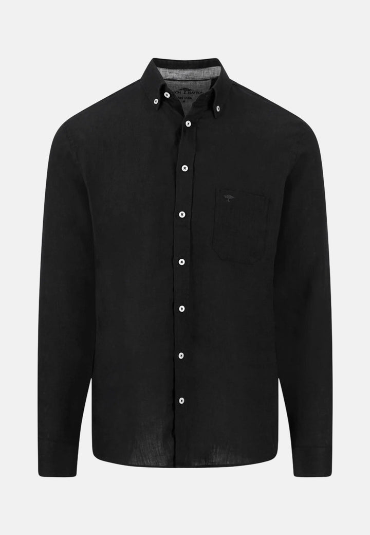 Fynch - Hatton Pure Linen Button Down Shirt Black - 16136000-999-M - fynch - hatton.co.uk