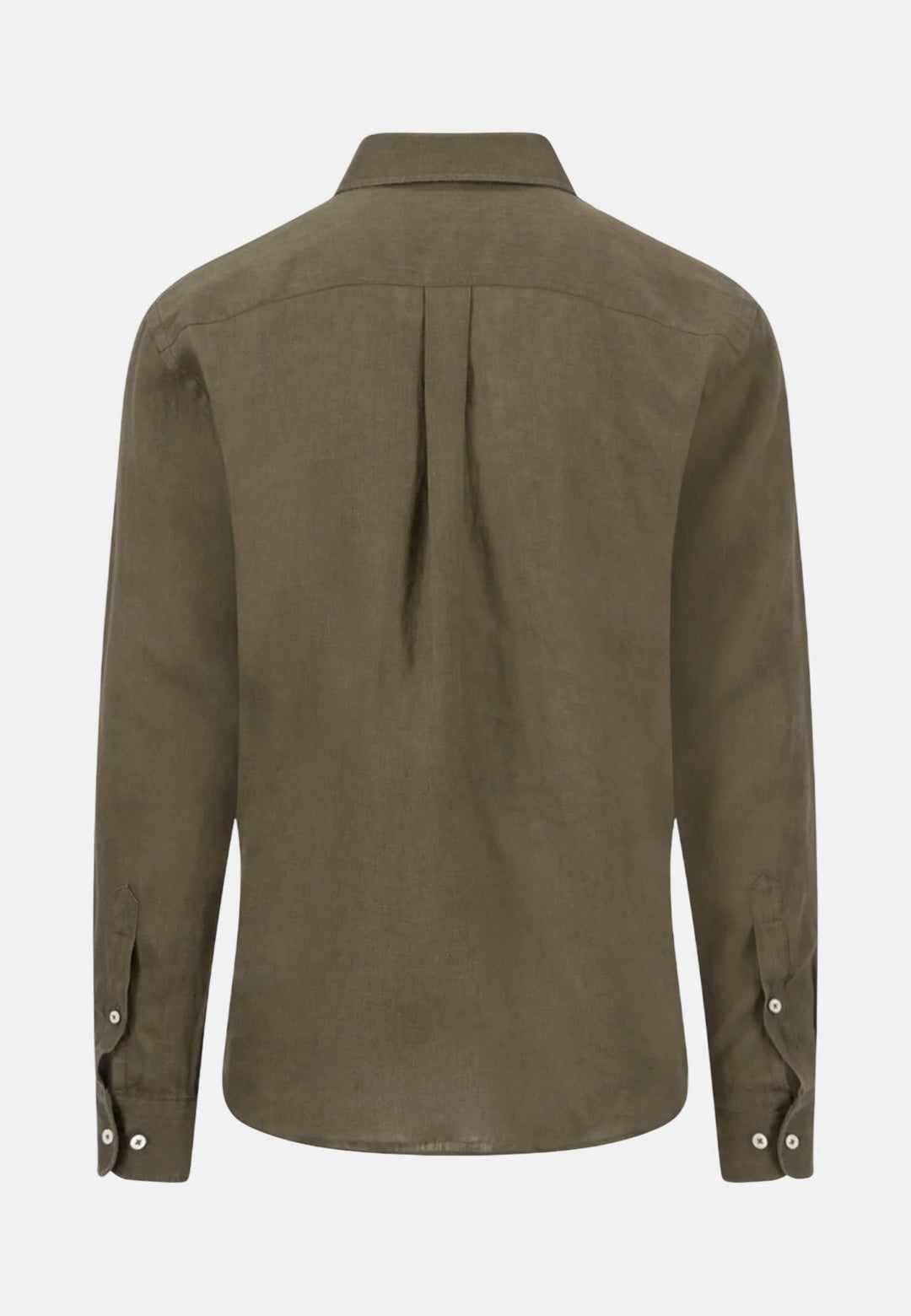 Fynch - Hatton Pure Linen Button Down Shirt Dark Khaki - 16136000-719-M - fynch - hatton.co.uk