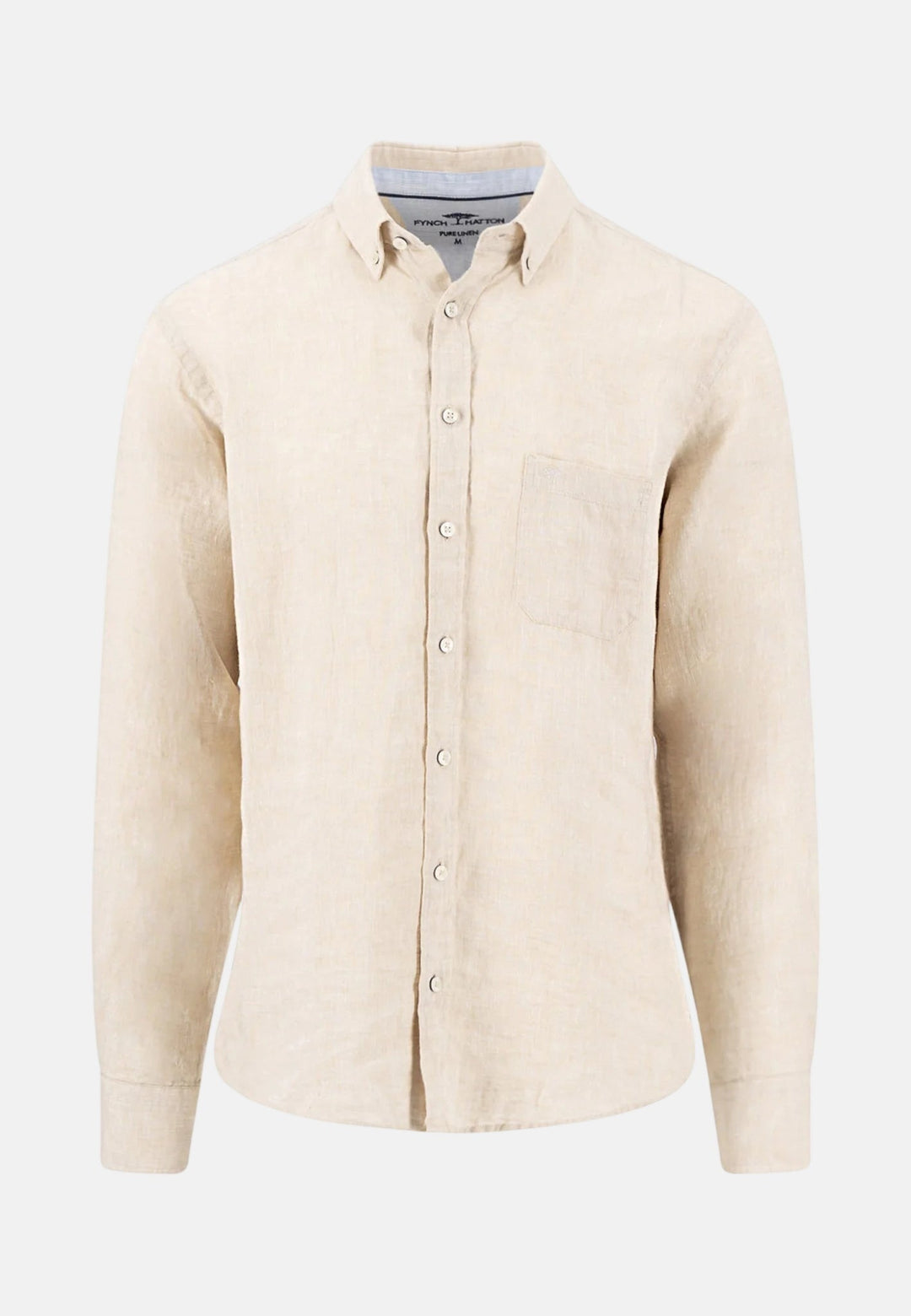 Fynch - Hatton Pure Linen Button Down Shirt Sand - 16136000-837-M - fynch - hatton.co.uk