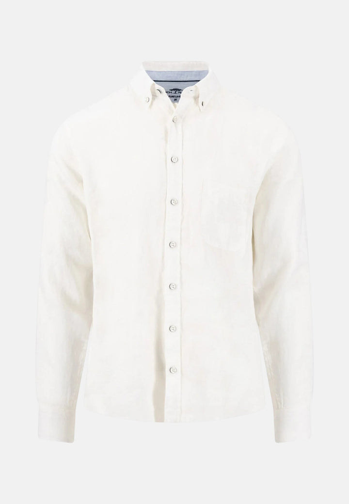 Fynch - Hatton Pure Linen Button Down Shirt White - 16136000-802-M - fynch - hatton.co.uk