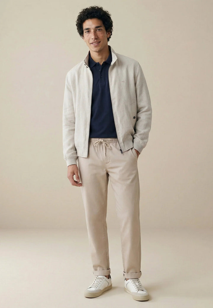 Fynch - Hatton Pure Linen Harrington Jacket Cement 16032602-828-M